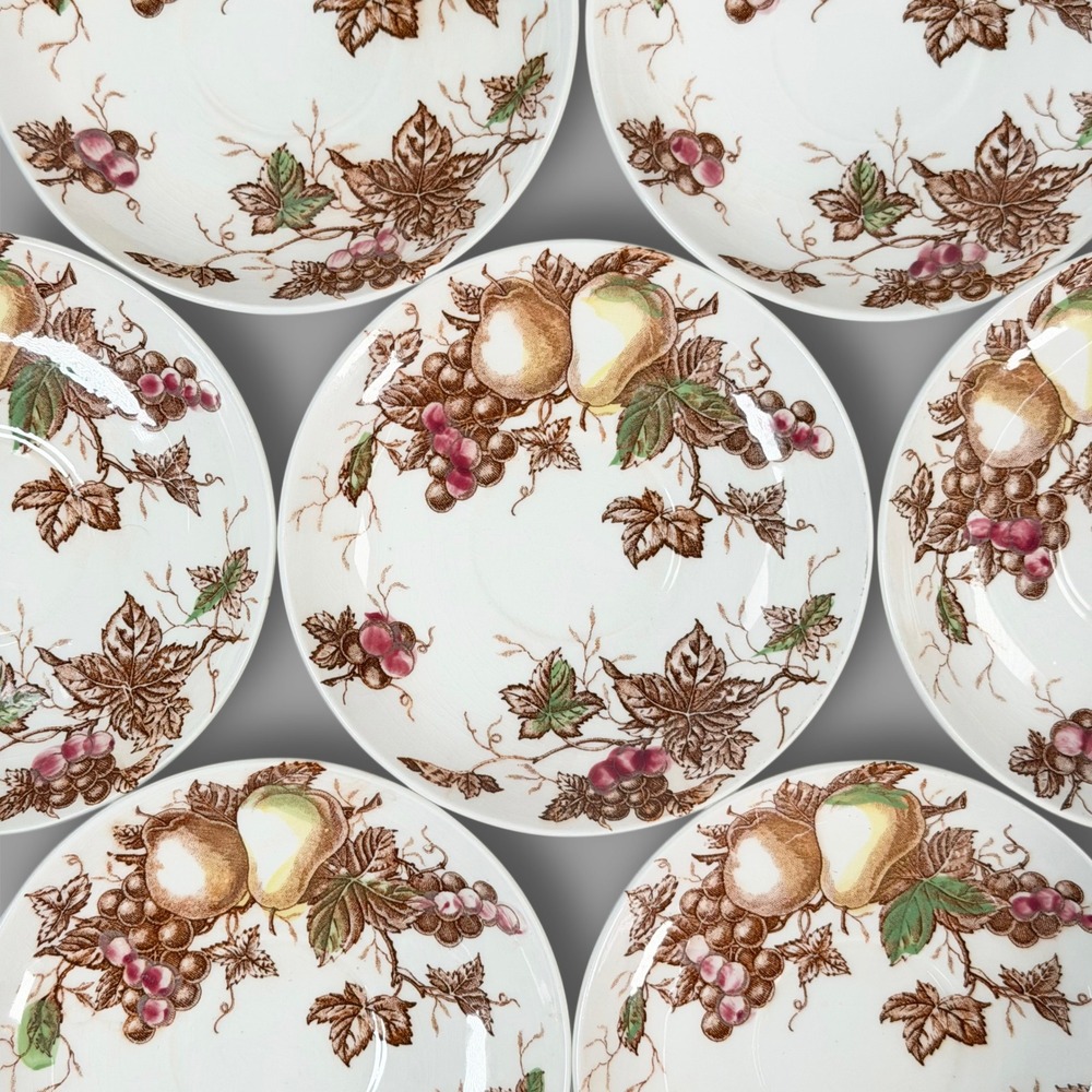 Vintage Mid Century Nasco Fruit Arbor Saucer Japan‎ Ironstone 6" Cottagecore